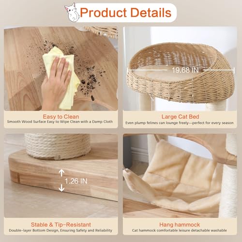Wooden Cat Tree for Indoor Cats