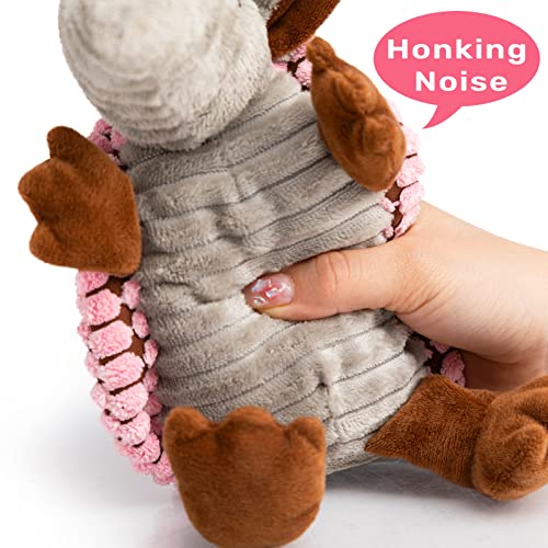 Armadillo Squeaky Puppy Dog Toys for Small Medium Dogs (8 IN / Pink)