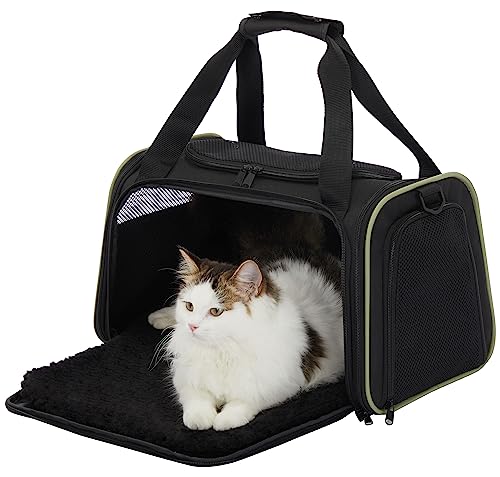 Pet Carrier Airline Approved with Extendable Mat (Medium / Black)