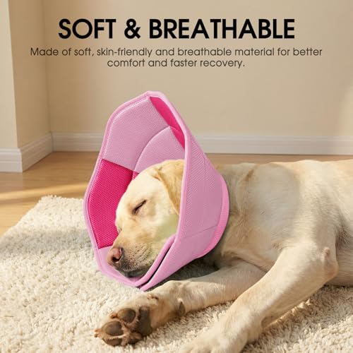 Dog Cones for Medium Dogs Soft Cone for Dogs to Stop Licking (Pink / Medium)