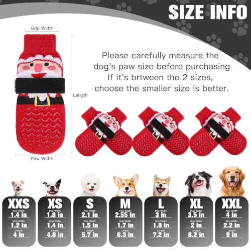 Anti Slip Dog Socks to Prevent Licking Paws for Hot Pavement (White & Red / Large)