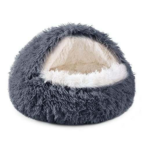 Hooded Donut Bed (Dark grey / Medium 23.6'')