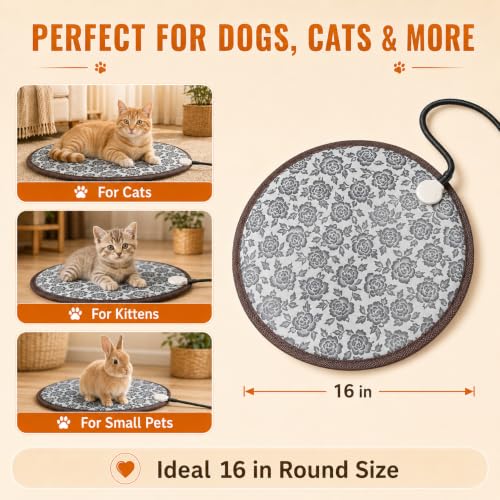 Cat Heating pad Round (16.0"L x 16.0"W)