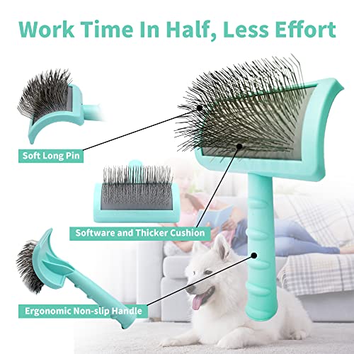 Large Slicker Brush & Green (green-comb)