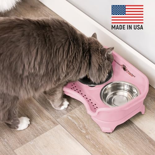 Express Mess Proof Cat Bowls Elevated (Cat w/ Standard Bowls / Pink)