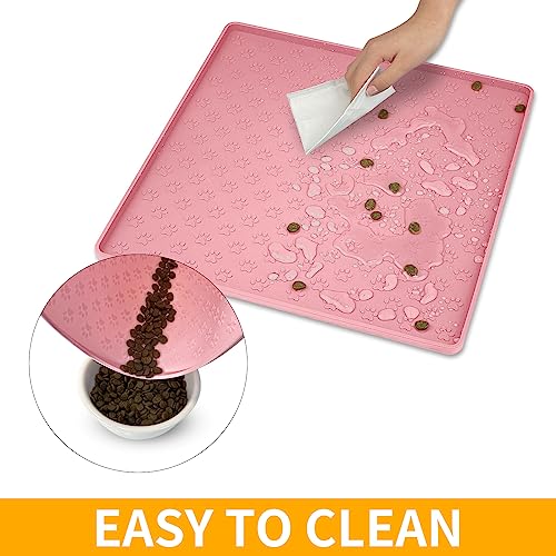 2 Pack Pet Placemat for Dog and Cat (11.8"L x 11.8"W - 2 Pack / Pink)