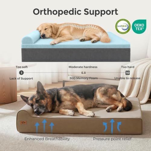 Orthopedic Dog Beds for Large Dogs (X-large / Brown)