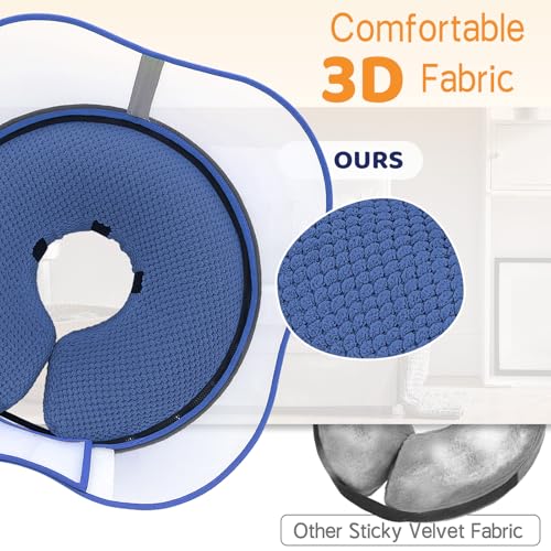 Raised Inflatable Dog Cone Alternative Collars for After Surgery (Navy / XL(Neck 14"-18"))