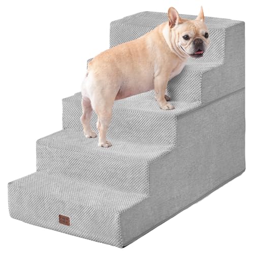 Dog Stairs for High Bed 25" H (Light Grey / Extra Wide 17.7" x 35" x 25")