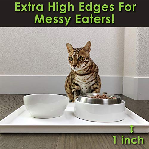 Cat Food Mat Small & Large Pet Feeding Mat (Hard Tray / Marshmallow)