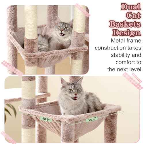Cat Tree, 71-Inch Tall Cat Tower for Large Maine Coon Cats HCT037MU (Rosy Brown / XL)