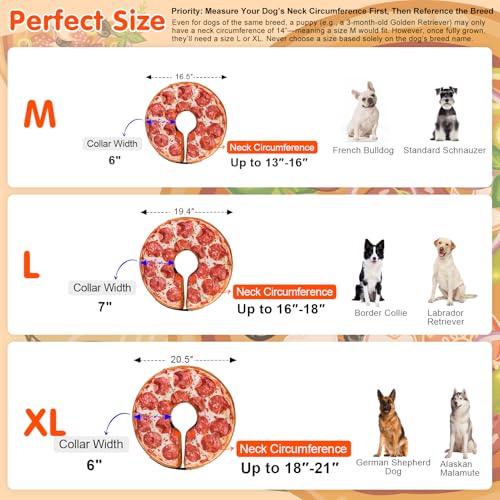 Dog Cone Collar Alternative After Surgery (Pizza / XL(Neck:18"-21"))
