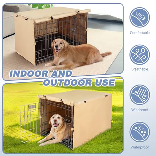 Dog Crate Cover (36.0"L x 23.0"W x 24.8"H / Beige)