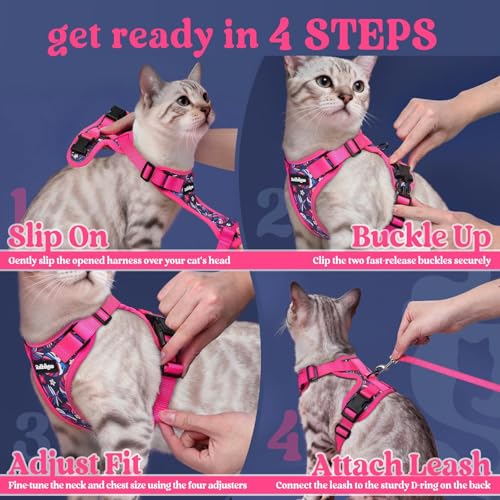 Cat Harness and Leash Set (S / Coconut Fuchsia)