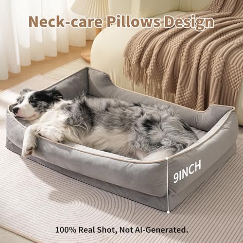 FAIRYPET Orthopedic Dog Bed for Medium to Large Dogs & Cats (grey)