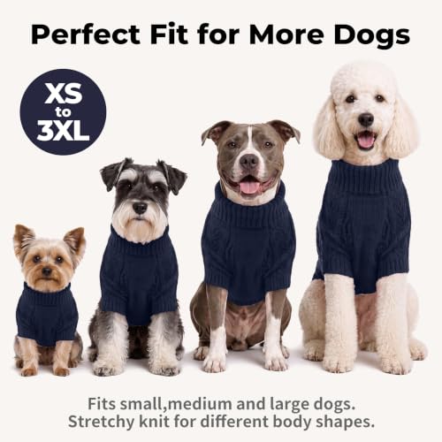 Dog Sweater for Large Dogs Turtleneck Knitwear Fall Sweatshirt XXXL (3XL / Navy Blue)