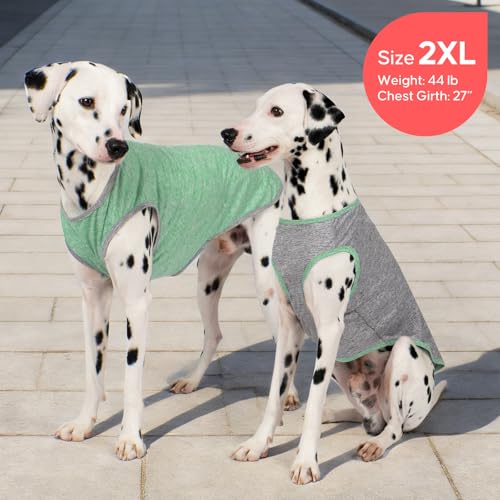 2Pack Dog Shirt for Large Dogs Sun Protection Tank Top for Summer (XXX-Large (55-75lbs) / 8# 2Pack (Grey+Dark Green))