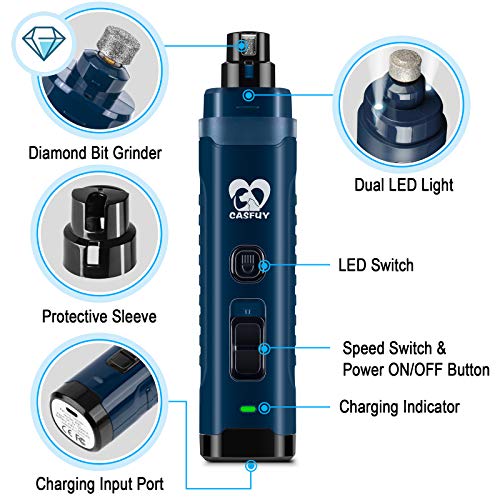 Dog Nail Grinder with 2 LED Light (Dark Blue)