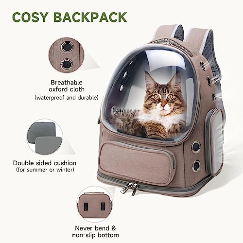 Cat Backpack Carrier Large Space Bubble Backpack up to 12lbs Khaki (Khaki)