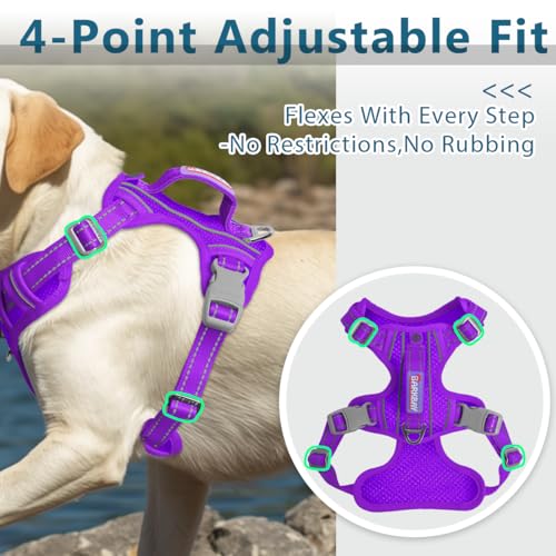 No Pull Dog Harness for Large Dogs (Large(Chest:24.5-32.5") / Purple)