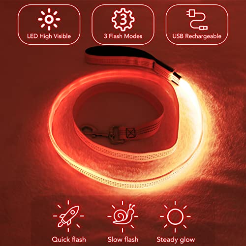 LED Light Up Dog Leash (Orange / 4FT)