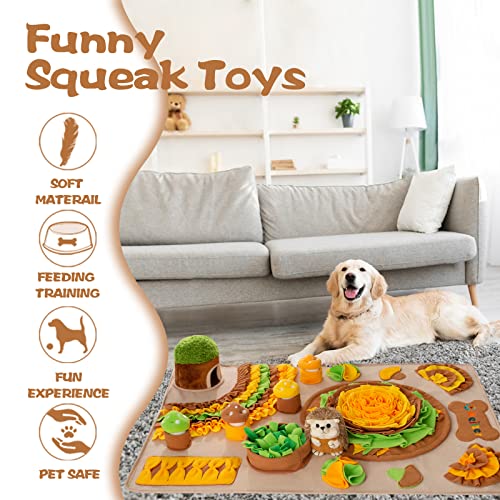 Large Snuffle Mat for Dogs 40'' x 27.5'' Sniff Mat with Hedgehog Puzzle Toy Squeaky Mushrooms Interactive Toys Portable Feeding Mat for Foraging Skills