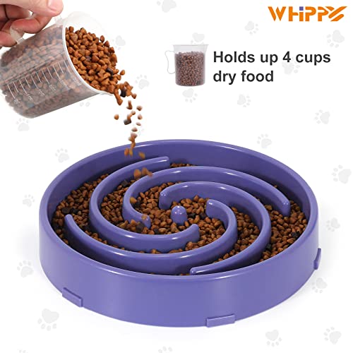 Slow Feeder Large Dog Bowls for Large Medium Dog Non Slip Maze Puzzle Bowl Pet Slower Food Feeding Dishes Interactive Bloat Stop Dog Bowl Preventing Choking Healthy Dog Bowl (Large / I-lavender)