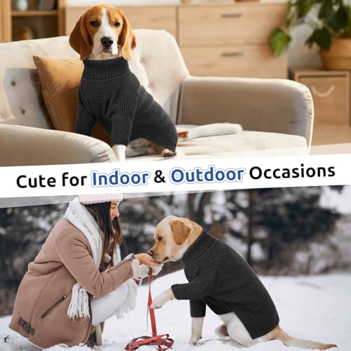 Dog Sweater Turtleneck Long Sleeve Knitted Dog Sweater (Charcoal Gray / XXX-Large)