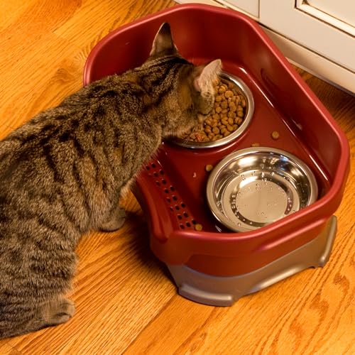 Feeder Deluxe for Cats (Cat with Standard Bowl / Cranberry)