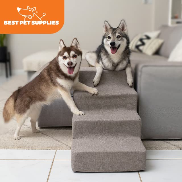 Dog Stairs & Steps (Ash Gray Linen / H: 18 Inches)
