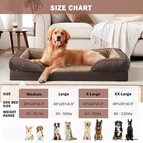 Orthopedic Dog Bed for Extra Large Dogs (XXL (48"x 35"x 8") / Dark Brown)