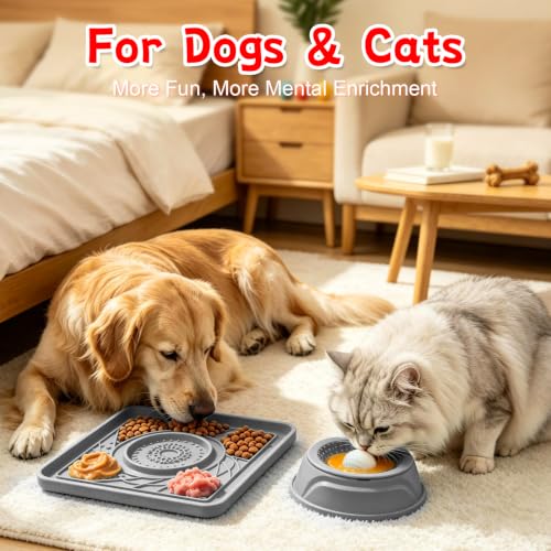 Slow Feeder Dog Bowl & Lick Mat (gray)