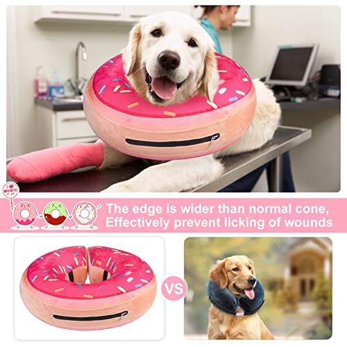 Dog Cone Collar Alternative After Surgery (Strawberry Donut / S(Neck:11"-13"))