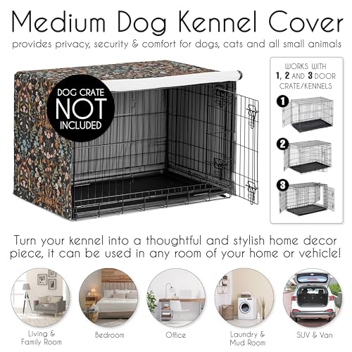 36in. Medium Dog Crate Cover (Wild Flower Black / 36in. x 24in. x 23.5in.)