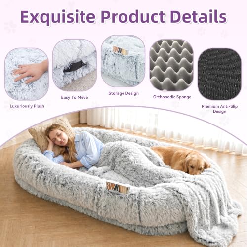 Grey Human Dog Bed (Grey)