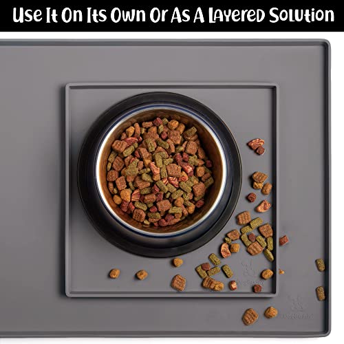 Dog Food Mat Waterproof Dog Bowl Mat for Food and Water (11.2"L x 11.2"W / Shadow)