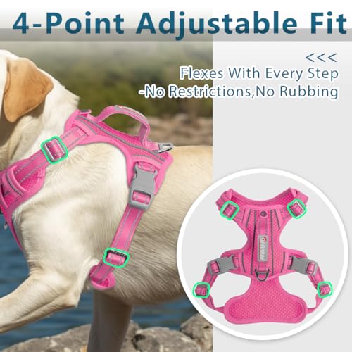 Dog Harness No Pull with ID Tag Pocket (Medium(Chest:22.5-28") / Pink)
