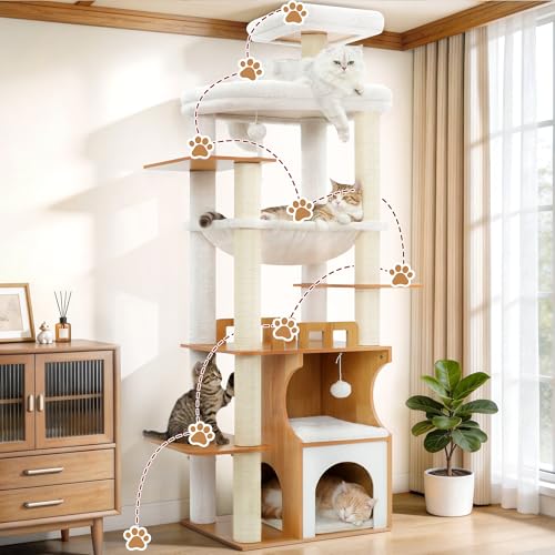 Modern Cat Tree Tower (70.9 inches / Walnut)