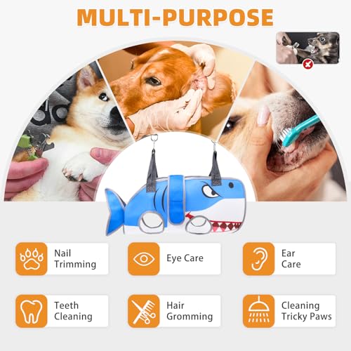 Dog Grooming Hammock for Small Dogs Cats (Small / Blue Shark)