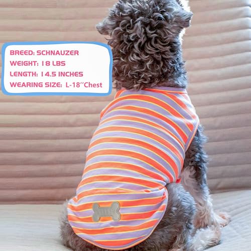 2Pack Cotton Dog Shirt for Medium Large Dogs Soft Striped Tank Top (XX-Large (40-55lbs) / 07# 2Pack (Orange Striped+Purple))