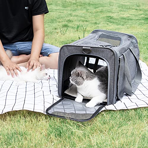 Pet Carrier for Large Cats up to 20lbs Soft (Grey / 18.1"L x 11.8"W x 11.8"H)