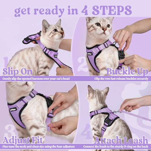 Cat Harness and Leash Set (M / Light Purple)