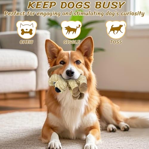 Squeaky Stuffed Dog Toys (Khaki)