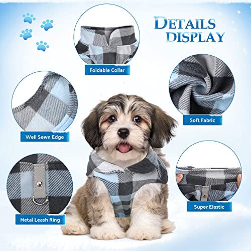 4 Pcs Dog Clothes Fleece Vest with Leash Ring Plaid (XXL(Neck:16.5-17.7” Chest:22.8-23.6”))