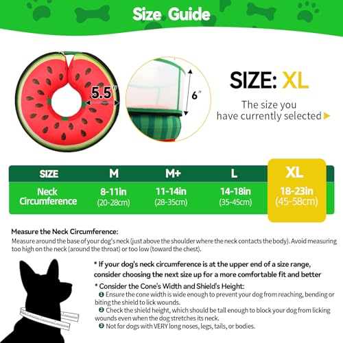 Upgraded Inflatable Dog Cone Collar to Stop Licking (XL (Neck: 18-23") / Watermelon)