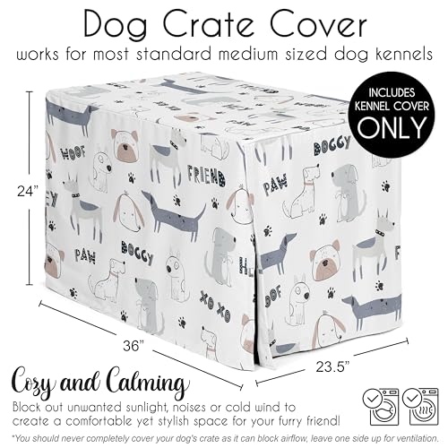 36in. Medium Dog Crate Cover (Grey Dog / 36in. x 23.5in. x 24in.)