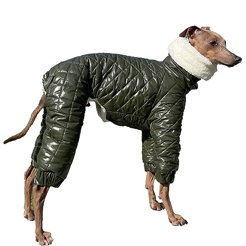 D Doggy Star Italian Greyhound Snowsuit Winter Thick Padded Coat Warm Outfits Jacket Turtleneck Clothes Whippet for Dog (3XL / Snowsuit Khaki)