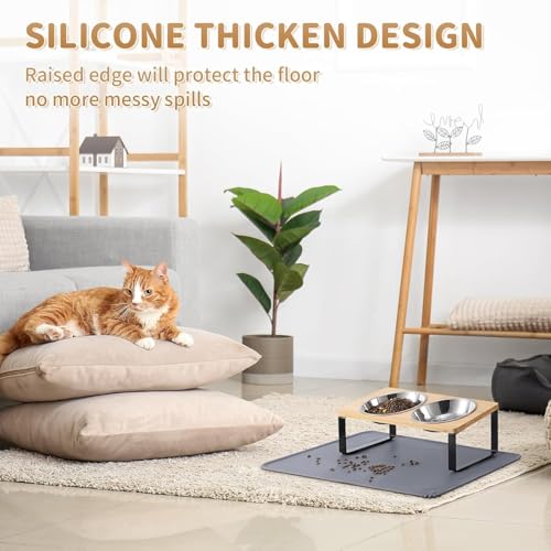 2 Pack Elevated Cat Bowls with Food Mat