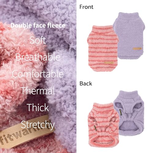2 Pack Striped Fleece Dog Sweater (XX-Large / Pink-Lavender)