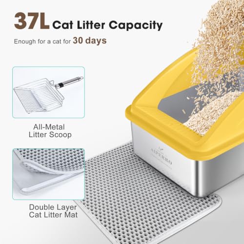 Stainless Steel Litter Box (Mustard Yellow / X-Large)